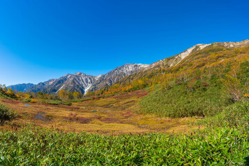 雄大な紅葉時期の白馬三山