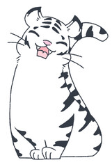 笑顔の座っているホワイトタイガー