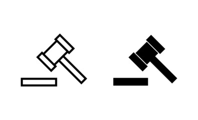 Gavel icons set. judge gavel sign and symbol. law icon. auction hammer