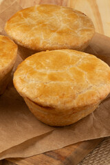 Close up of Brazilian snack empada of chicken.