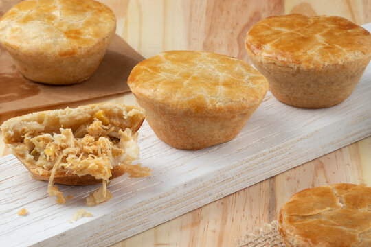 Empada stuffed with chicken, Brazilian snack.