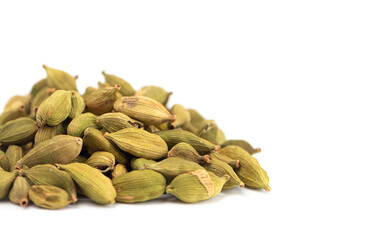 Cardamom Pods Isolated on a White Background