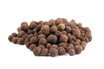A Pile of Whole Allspice Berries on a White Background