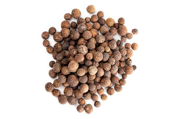 A Pile of Whole Allspice Berries on a White Background