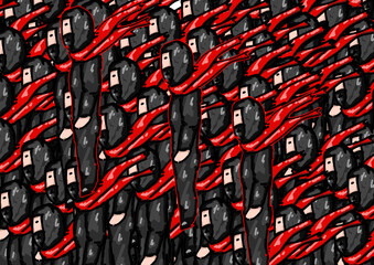 Fototapeta premium Kindergarten doodle illustration of a ninja using shadow moves