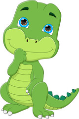Fototapeta premium cartoon cute baby dinosaur on white background