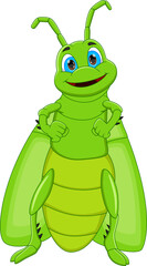 Obraz premium cartoon cute grasshopper isolated on white background
