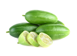 Ivy gourd, Coccinia grandis, Family Cucurbitaceae from central of Thailand.Isolated on white background