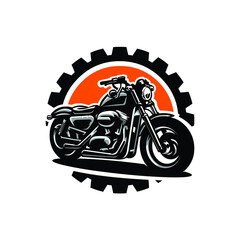 Premium big bike motorcycle emblem illustration label vector. Best for motorcycle related industry