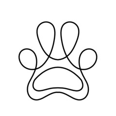 Silhouette of abstract paws as line drawing on white. Vector