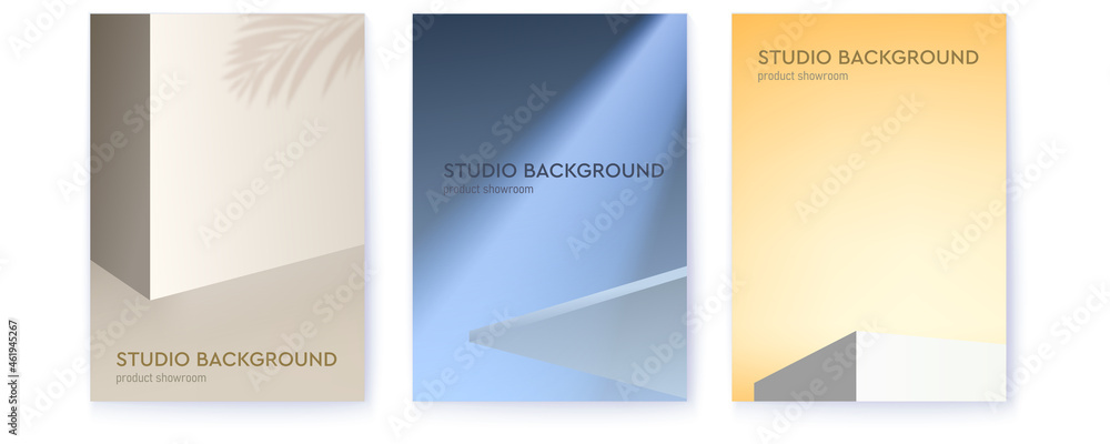 Aufkleber set of covers with studio backgrounds. shadow, ray of light and minimal design. studio for product d
