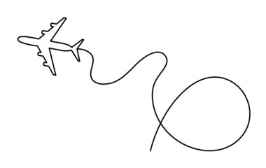 Abstract plane as line drawing on white as background. Vector
