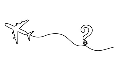 Abstract plane as line drawing on white as background. Vector