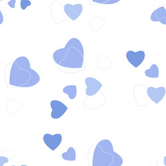 Fototapeta na wymiar Heart seamless pattern. Blue children's drawing from hearts. For kids prints, textiles, bed linen. Modern, trendy geometric Valentine's Day pattern. Romantic, wedding, casual for the holiday. Vector