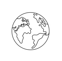 Abstract planet Earth as line drawing on white as background. Vector