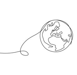 Abstract planet Earth as line drawing on white as background. Vector