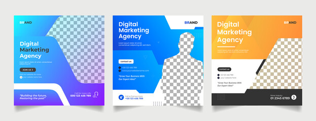 Professional business digital marketing agency social media post template collection