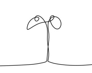 Abstract sprout as line drawing on the white background. Vector