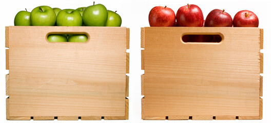 Green and Red Apples in Fruit Crates