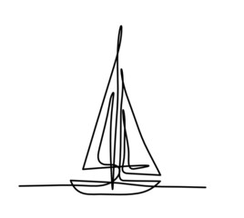 Abstract boat as line drawing on white background