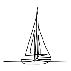 Abstract boat as line drawing on white