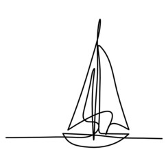 Abstract boat as line drawing on white background. Vector