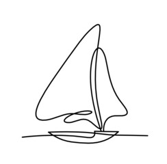 Abstract boat as line drawing on white background. Vector
