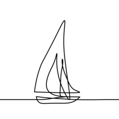 Abstract boat as line drawing on white background. Vector