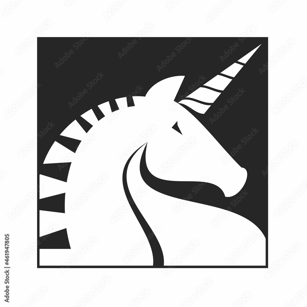Poster unicorn unique and extraordinary in square image graphic icon logo design abstract concept vector st