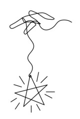 Abstract star as line drawing on white background. Vector