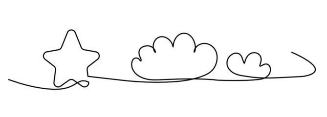 Abstract star as line drawing on white background. Vector