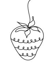 Drawing line strawberry on the white background. Vector