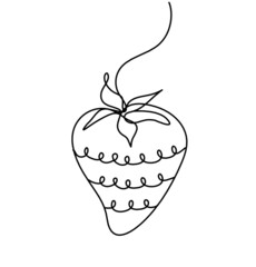 Drawing line strawberry on the white background. Vector