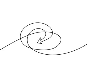 Abstract continuous lines arrows drawing on white as background. Vector