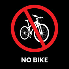 No Entry Bikes Traffic Sign Sticker with text inscription on isolated background