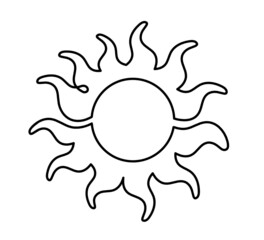 Abstract sun as line drawing on white background