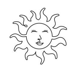 Abstract sun as line drawing on white background