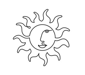 Abstract sun as line drawing on white background