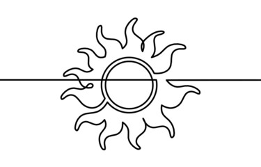 Abstract sun as line drawing on white background