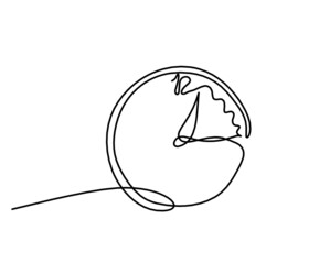 Abstract clock as line drawing on white background