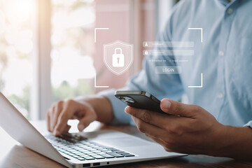 Concept of cyber security, information security and encryption, secure access to user's personal...