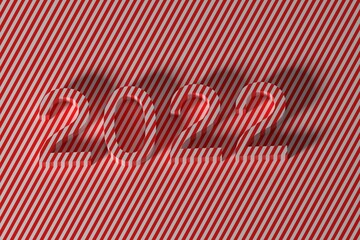 3d 2022 optical illussion with red white line stripe background