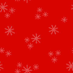 snowflakes seamless pattern hand drawn minimalistic christmas background. doodle, vector, scandinavian, nordic. wallpaper, wrapping paper, textiles.