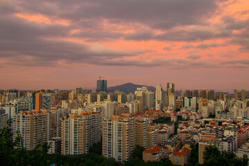 Naklejka premium Morning panorama of Quanzhou, China.