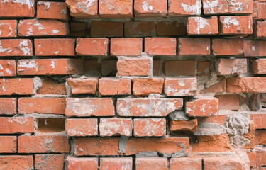 A brocken old brick wall colored background