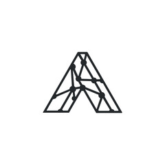 Letter A technology logo design