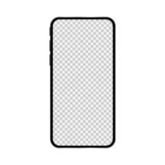 Realistic model smartphone with transparent screen. Smartphone mockup. Device front view. Vector illustration.