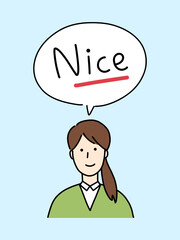 Niceと誉めている若い女性
