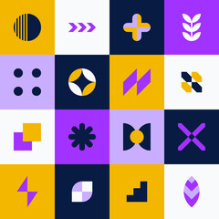 simple funky colorful geometric pattern design. fun seamless illustration for backgrounds and wallpaper. flat shapes composition pattern.