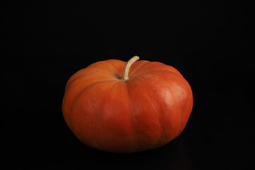 Pumpkin close-up on a black background isolated. Halloween.